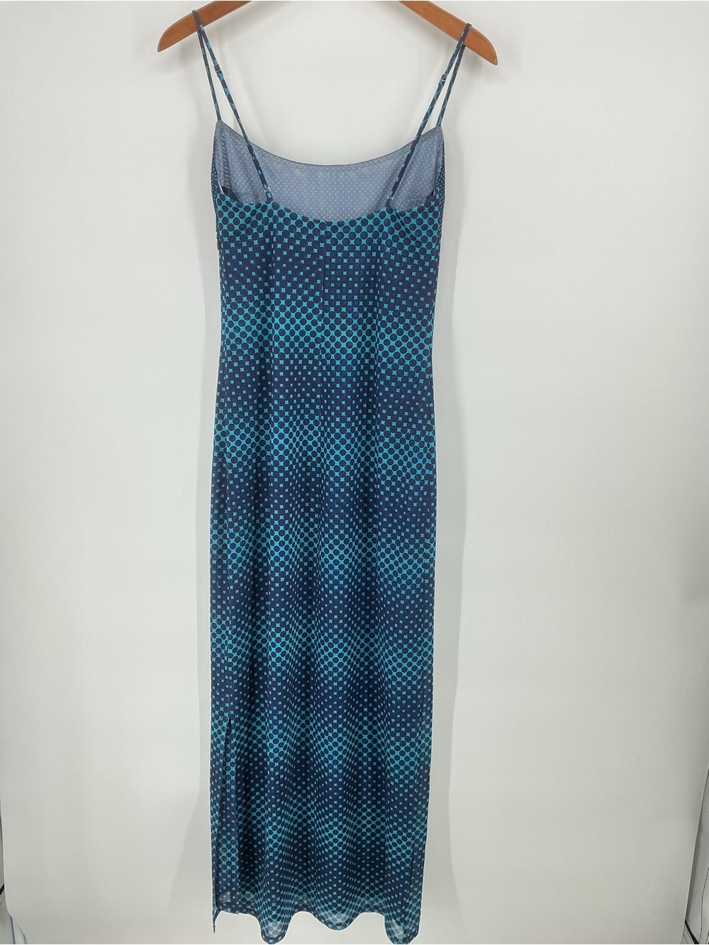 Miaou Thais Mesh Midi Dress Warp Blue Polka Dot Size Small - Picture 7 of 8